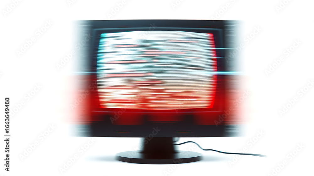 Poster glitch computer screen error abstract art illustration isolated on white background