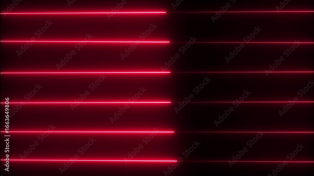 Poster  Neon lines grid icon moving animation.  Neon lights blinking lines moving animation. Animation grid red line on background. Abstract neon line business graph animation.