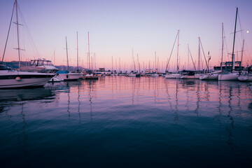 Yacht moored in marina of Split, Croatia.