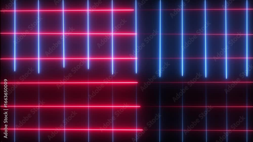 Poster  neon line animation on grid background, heart beat line icon animation, neon line grid icon  moving  lines  Neon lights blinking lines moving animation.