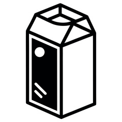 Illustration of a Milk Carton with Minimalist Design Ideal for Breakfast and Beverages and Dairy Products