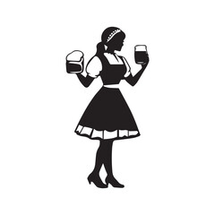 Beer maid silhouette vector illustration