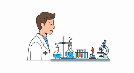 Scientist in lab coat examining scientific equipment.