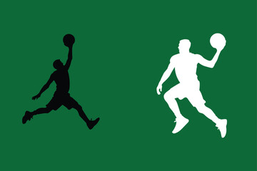 Dynamic Basketball Player Silhouettes Action Shot Graphics