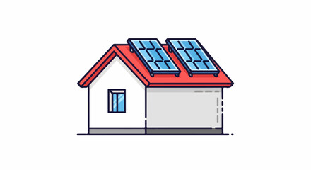 House with Solar Panels on the Roof.