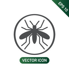 Mosquito Icon Inside Circle for Insect Control