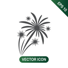 Fireworks Silhouette Icon Celebration, Festival, Party Symbol in Black and White Vector