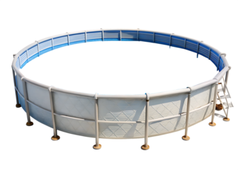 Empty round above ground swimming pool with ladder graphic design isolated on a transparent background