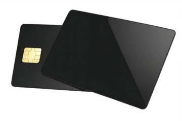 Plastic credit cards with gold chip isolated on a transparent background debit card
