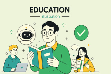 Diverse students and teachers collaborate with advanced ai generative tools for engaging learning innovative teaching effective lesson planning and comprehensive exam preparation