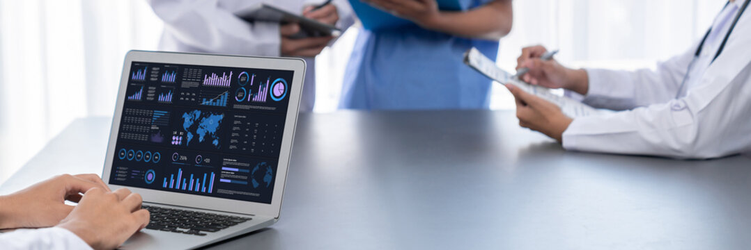 Business data dashboard provide business intelligence analytic for marketing strategy planning brisk with big data set to analyze customer demands and foreseeing business future