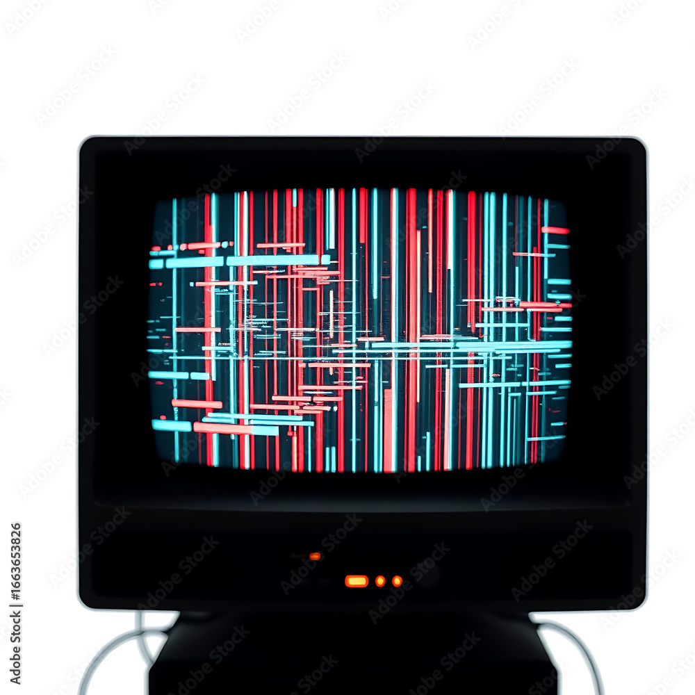 Poster glitch computer screen error abstract art illustration isolated on white background