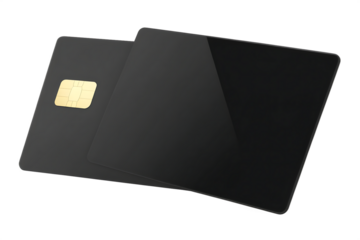 Plastic credit cards with gold chip isolated on a transparent background debit card