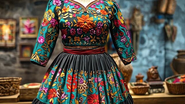 pollera skirt with embroidered blouse peruvian attire video