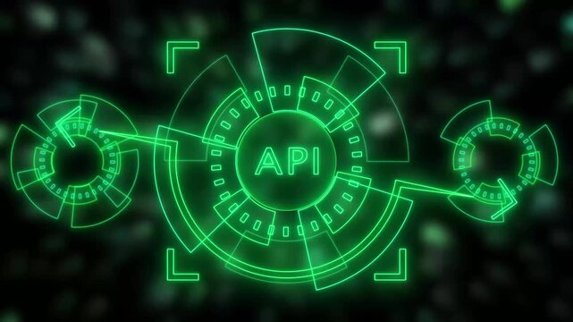 API - Application Programming Interface concept with Futuristic glowing HUD element. New futuristic system technology background data protection concept glowing animation.