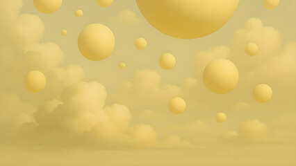 Surreal Floating Butter Yellow Orbs
