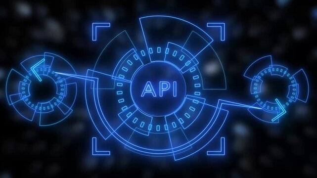 API - Application Programming Interface concept with Futuristic glowing HUD element. New futuristic system technology background data protection concept glowing animation.