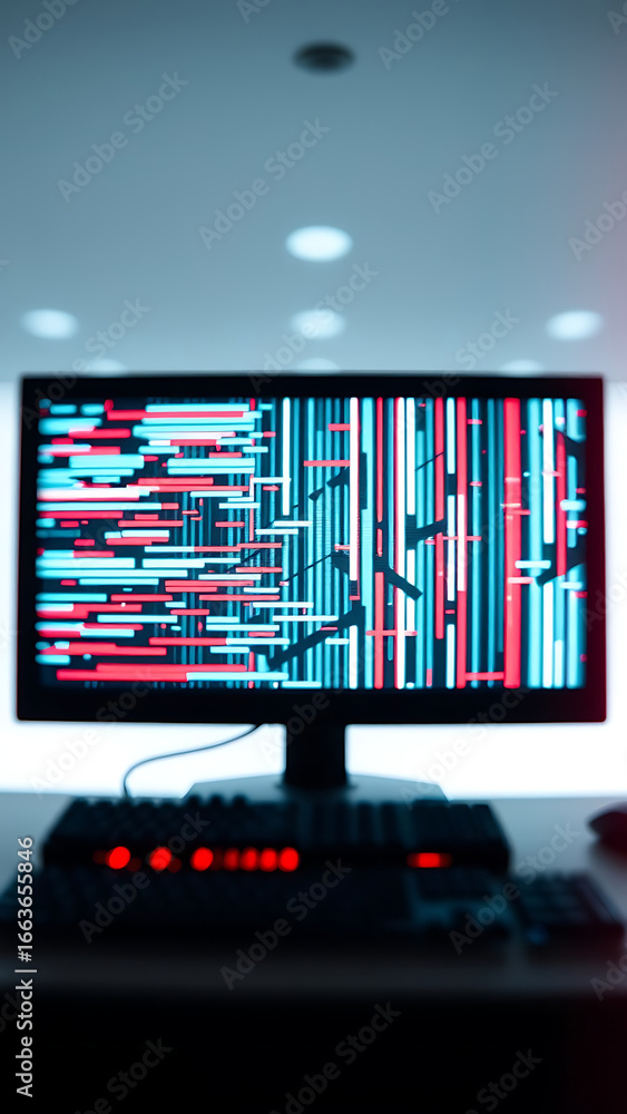 Poster glitch computer screen error abstract art illustration isolated on white background