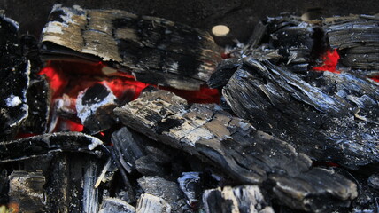 coal burning in a fire