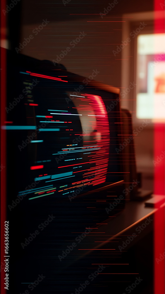 Aufkleber glitch computer screen error abstract art illustration isolated on white background