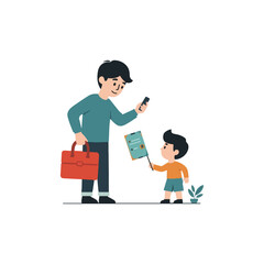 Obraz premium This children vector shows back to school progress, study, homework and learning. An educational student icon clip art for academic teaching, planning a lesson with technology