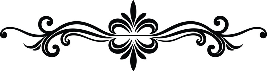 Elegant Floral Swirl Divider; Ornate Vintage Design Element for Elegant Invitations, Cards, and Decorative Projects.