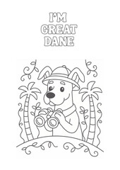 Coloring book dog breed, vector illustration