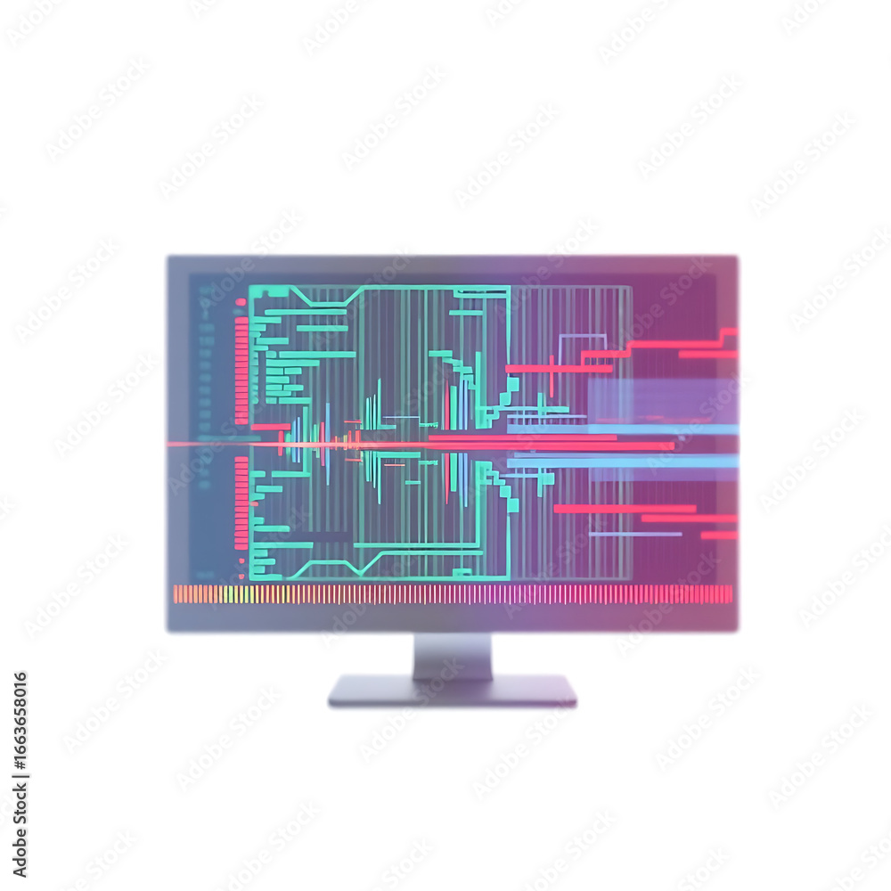 Poster glitch computer screen error abstract art illustration isolated on white background