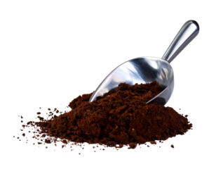  “Spoon Resting on Coffee Grounds, isolated on transparent background”