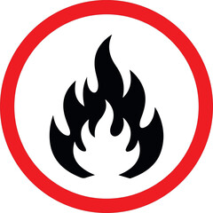Highly Flammable Material Red Circle Danger Sign for Safety Isloated On White Background