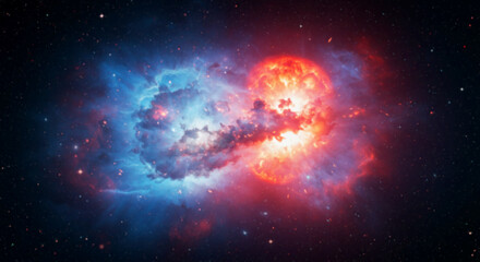 Vibrant Cosmic Explosion with Colorful Nebula in Deep Space Illustrating Stellar Wonders