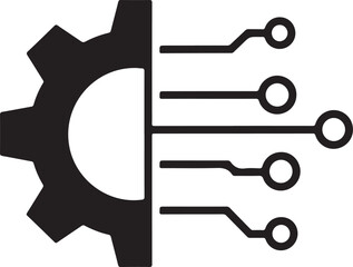 Gear and circuit board lines icon representing technology and industry integration