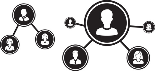 Network diagram with people icons showing connections and hierarchy vector illustration