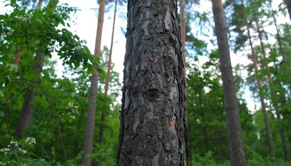 Obraz premium Pine tree trunk in forest