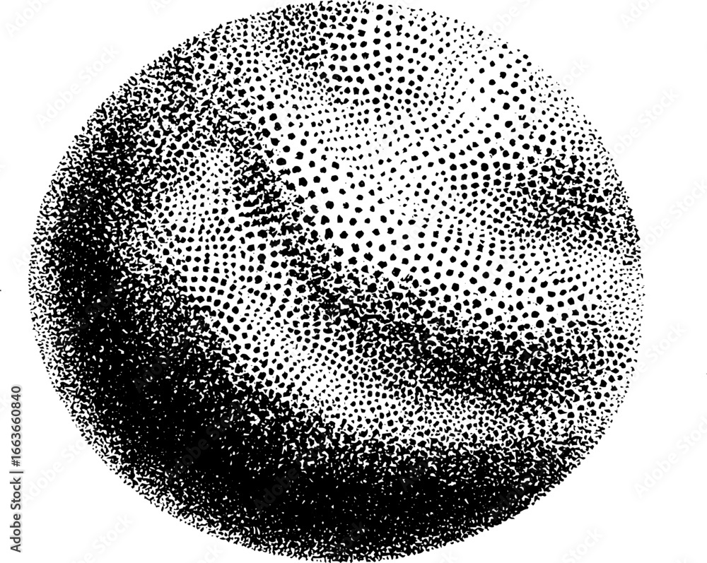 Aufkleber abstract sphere design with stipple and dotwork technique for art projects