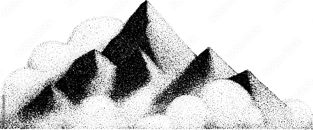 Aufkleber abstract mountain range with stippling dotwork technique for art and design
