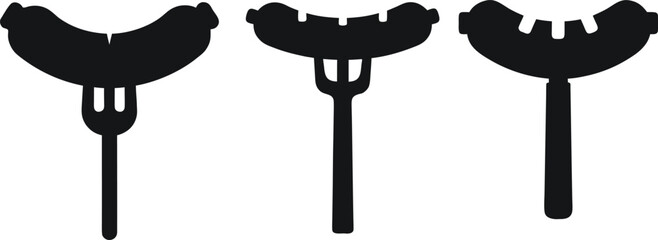 Oktoberfest silhouette icons set. Beer Mugs, Leaves, Hats, Pretzels & Traditional Outfits, Grilled Meat Platter, Bavarian Hat with Feather, Lederhosen, Dirndl ,