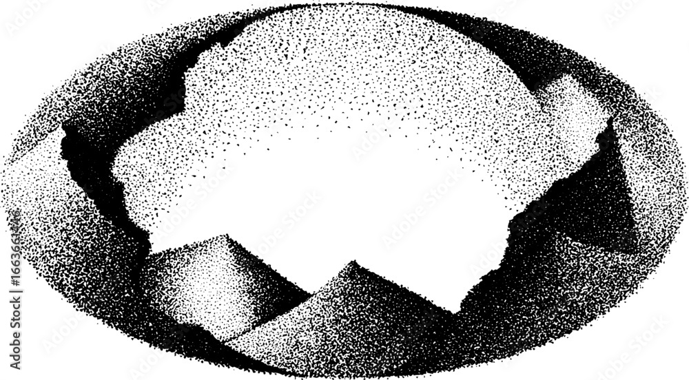 Aufkleber abstract art of a fragmented circle with stippling technique for design projects