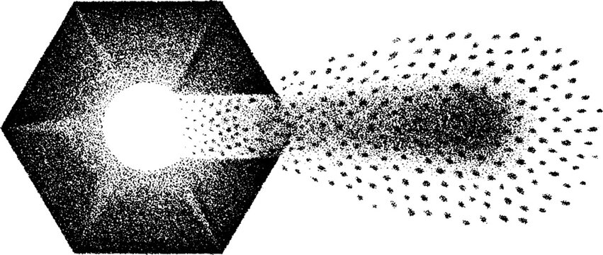 Abstract decagon geometry with stipple and dotwork art for design concepts