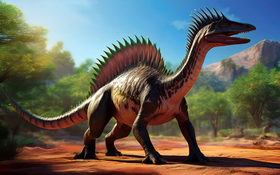 Generative AI Spinosaurus dinosaur from the Mid Jurassic