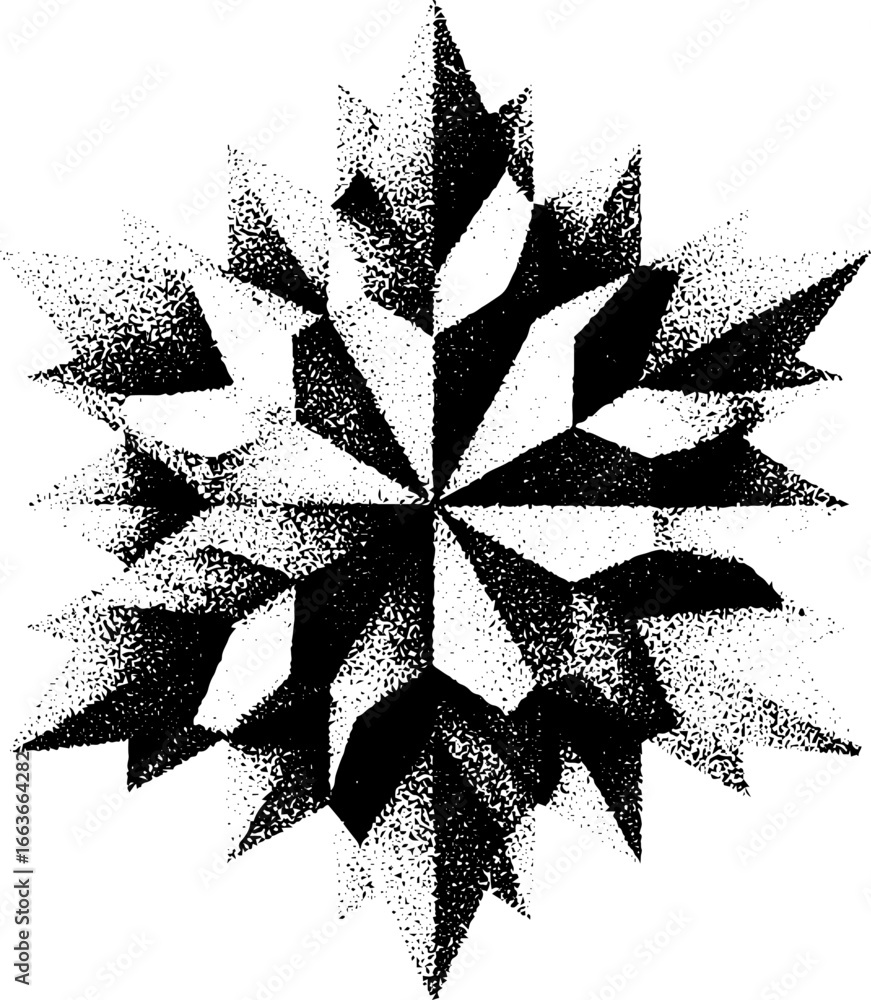 Aufkleber fractal snowflake design featuring stippling and dotwork for artistic display