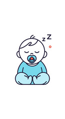 Obraz premium Adorable sleeping baby with pacifier and zzz symbol overhead illustrating peaceful slumber for infants and toddlers