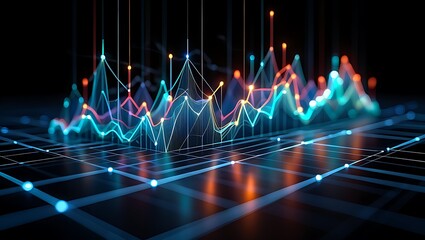 Abstract visualization of digital data streams and financial analytics