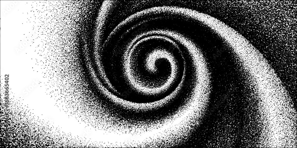 Poster Abstract stipple dotwork of infinite spiral with gradation effect for art design