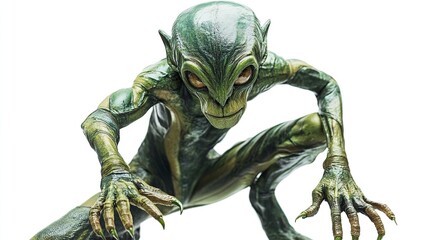 green alien isolated on white background, mockup photo, product photo, studio photography