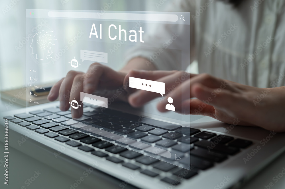 Poster ai chatbot interface facilitates communication, chatbot, and ai interaction for automated user suppo