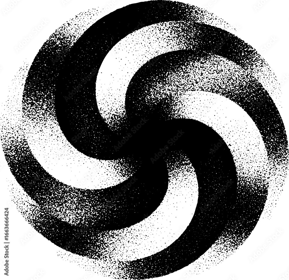 Poster abstract minimalist spiral design with stippling and dotwork techniques