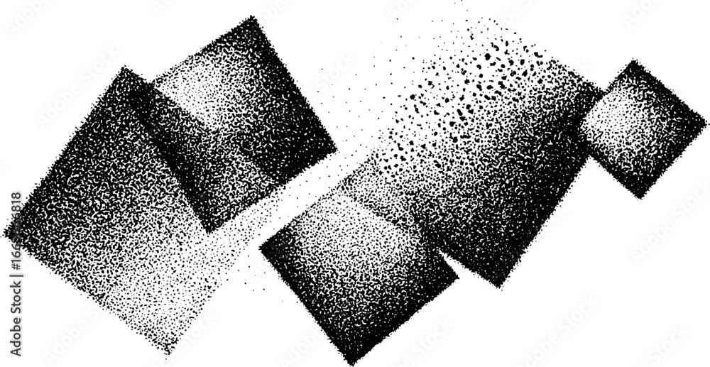 Aufkleber abstract geometric design with overlapping squares in stipple dotwork style