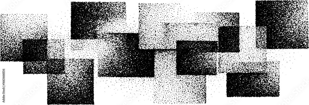 Aufkleber abstract geometric design with overlapping squares in stipple dotwork style