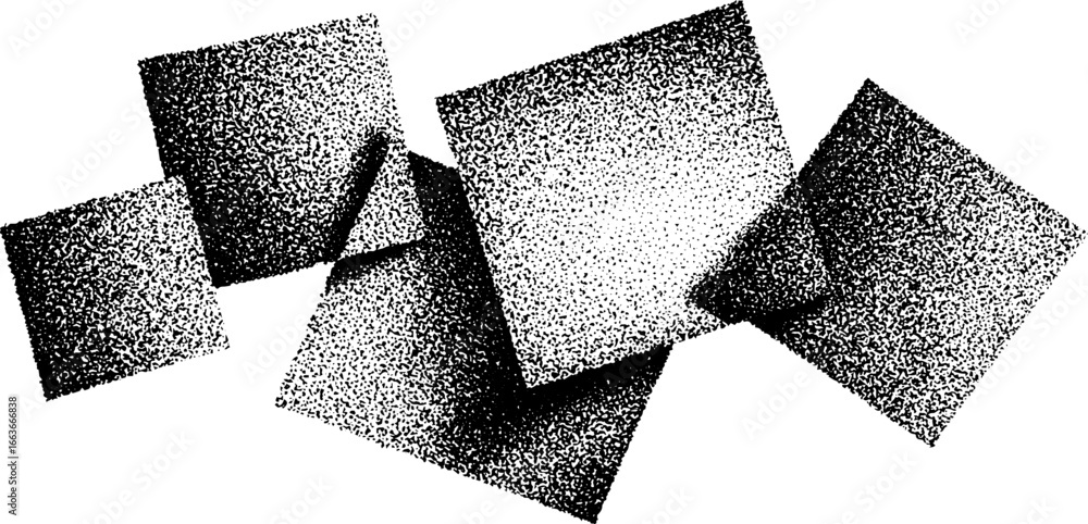 Aufkleber Abstract stippling dotwork of overlapping squares for artistic design
